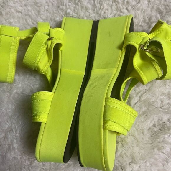 Liliana Barista-3 platform wedge Textile Neon Green Women's Sandals SZ11 - Picture 7 of 11